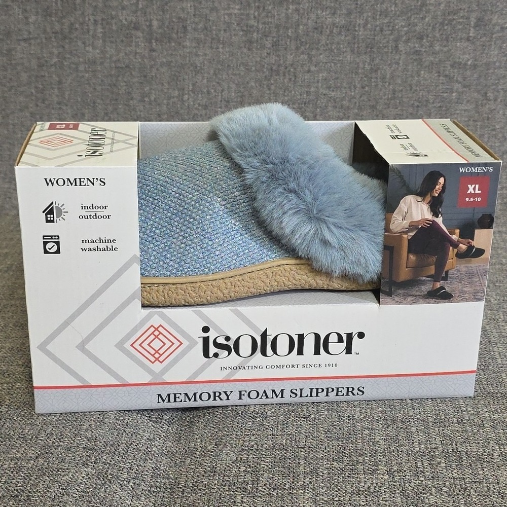 Isotoner Women's Classic Comfort Clog Slipper Size XL 9.5-10 Blue Willow